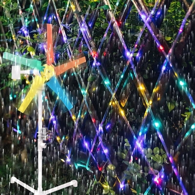 Yard-Garten-Regenbogen-Windmühlen-Windkraftanlage-Spinner-Stromgenerator mit geführtem Nachtlicht-Streifen 10M