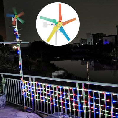 Yard-Garten-Regenbogen-Windmühlen-Windkraftanlage-Spinner-Stromgenerator mit geführtem Nachtlicht-Streifen 10M
