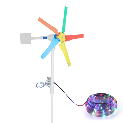 Yard-Garten-Regenbogen-Windmühlen-Windkraftanlage-Spinner-Stromgenerator mit geführtem Nachtlicht-Streifen 10M