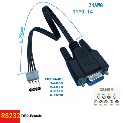 DB9 RS232 Serien-DCD RXD TXD Boden-Hafen 4 zum Stift-JST-XH 2.54mm Verbindungsstück Kabel verlängern