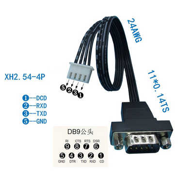 DB9 RS232 Serien-DCD RXD TXD Boden-Hafen 4 zum Stift-JST-XH 2.54mm Verbindungsstück Kabel verlängern