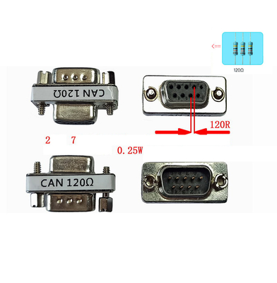 DB9 bis CAN-Bus-Schnittstellenadapter mit Pin-2 Pin-7 120 Ohm-Widerstand für die Fahrzeugdiagnostik