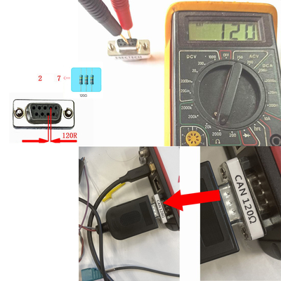 DB9 bis CAN-Bus-Schnittstellenadapter mit Pin-2 Pin-7 120 Ohm-Widerstand für die Fahrzeugdiagnostik
