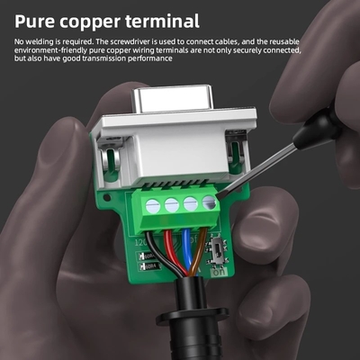 Weibliche DB9 bis CAN-Bus-Schnittstellenadapter 4-Pin-Schraubterminals mit 120-Ohm-Widerstand