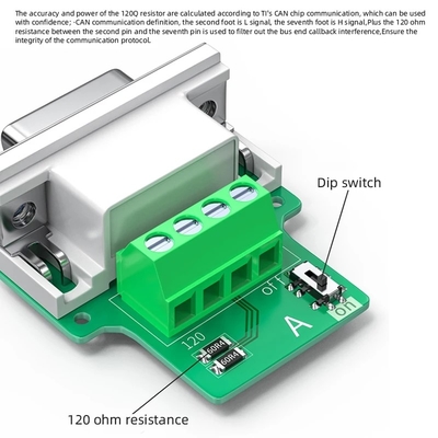 Weibliche DB9 bis CAN-Bus-Schnittstellenadapter 4-Pin-Schraubterminals mit 120-Ohm-Widerstand
