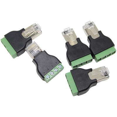 RJ45-Netzwerk-Männliche Steckdose 8P8C bis 4 Pin-Schrauben-Terminalblöcke RS485-Adapter