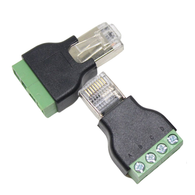 RJ45-Netzwerk-Männliche Steckdose 8P8C bis 4 Pin-Schrauben-Terminalblöcke RS485-Adapter