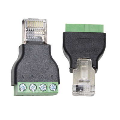 RJ45-Netzwerk-Männliche Steckdose 8P8C bis 4 Pin-Schrauben-Terminalblöcke RS485-Adapter