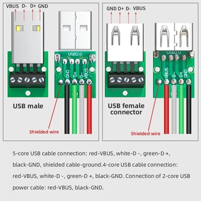 Metallgehäuse USB Männlich oder weiblich Jack zu 5-Pin-Schraub-Terminalblöcke Steckverbinder Adapter