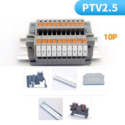PTV 2.5 Seiteneingangs-Push-in-Verbindung Federklemme DIN Bahnterminal Blöcke Set 24A 800V