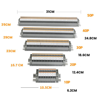 PTV 2.5 Seiteneingangs-Push-in-Verbindung Federklemme DIN Bahnterminal Blöcke Set 24A 800V