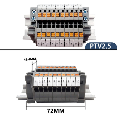 PTV 2.5 Seiteneingangs-Push-in-Verbindung Federklemme DIN Bahnterminal Blöcke Set 24A 800V