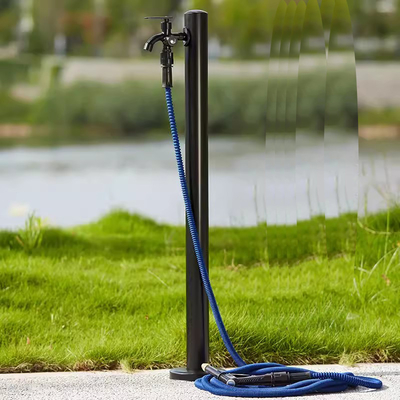 Schwarze Edelstahl-Standpipe Außen Bibcock Garten Wasserhähne Bewässerung Post
