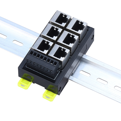 Schwarzer RJ45 Weiblicher Jack 8P8C 6 Port Hub zu 8 Pin Schraub Endgerät Block Adapter für Servo-Anwendung