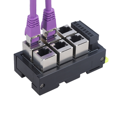 Schwarzer RJ45 Weiblicher Jack 8P8C 6 Port Hub zu 8 Pin Schraub Endgerät Block Adapter für Servo-Anwendung
