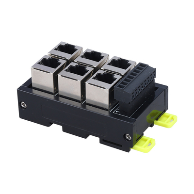 Schwarzer RJ45 Weiblicher Jack 8P8C 6 Port Hub zu 8 Pin Schraub Endgerät Block Adapter für Servo-Anwendung
