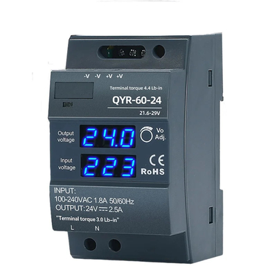 60W 12V 24V Din Rail Strom AC-DC Digital Display Verstellbarer Schalter Stromversorgung für LED-Lichtstreifen