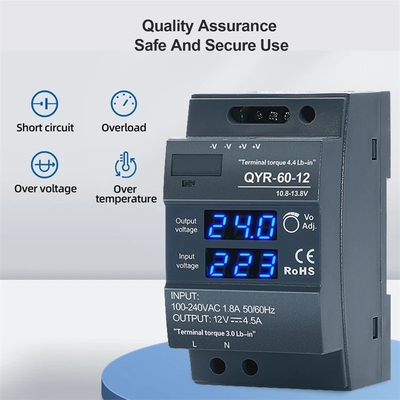 60W 12V 24V Din Rail Strom AC-DC Digital Display Verstellbarer Schalter Stromversorgung für LED-Lichtstreifen