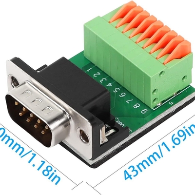 Serienadapter Pin Female Males RS232 DB9 D Subventions-9 zum Schraubklemme-Klemmenblock-Ausbruch-Brett ohne Abdeckung