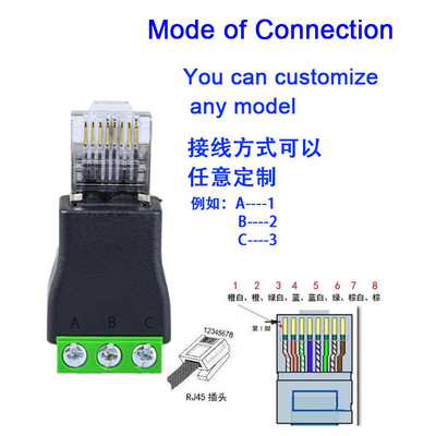 RJ45 Männlich bis RS485 3 Pins Schraubendurchstecker Anschlussspalter