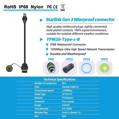 250 mm Starlink Ethernet Adapter Gen 3 Mini, Starlink Erweiterungskabel zum RJ45-Kopplung