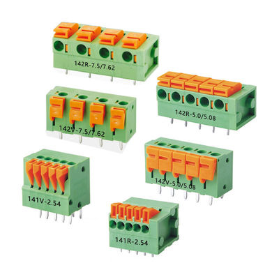 Frühlings-Verteiler-horizontaler verdrahtender Eintritt 5.08mm Neigung PWBs Screwless
