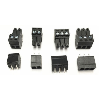 verstopfen steckbare Schraubklemme-Klemmenblöcke 3.81mm Neigung PWBs + rechtwinkliges Pin Header Black