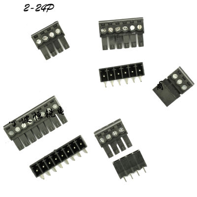 verstopfen steckbare Schraubklemme-Klemmenblöcke 3.81mm Neigung PWBs + rechtwinkliges Pin Header Black