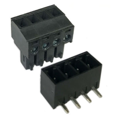 verstopfen steckbare Schraubklemme-Klemmenblöcke 3.81mm Neigung PWBs + rechtwinkliges Pin Header Black