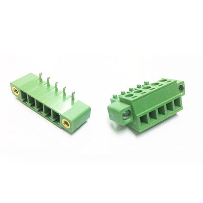 3.81mm Neigung PWB-Schraubklemme-Klemmenblöcke verstopfen + rechtwinkliges Pin Header mit Flansch