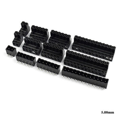 verstopfen steckbare Schraubklemme-Klemmenblöcke 5.08mm Neigung PWBs + rechtwinkliges Pin Header Black