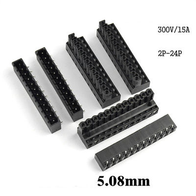 verstopfen steckbare Schraubklemme-Klemmenblöcke 5.08mm Neigung PWBs + rechtwinkliges Pin Header Black