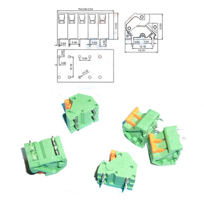 5.08mm 0,2&quot; Neigung Screwless-Frühlings-Klammer PWB-Verteiler Jointable-Grün