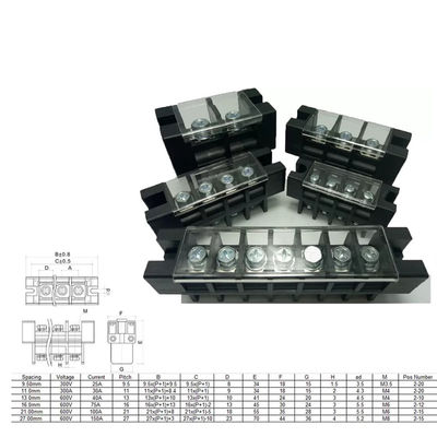 Zufuhr 600V 40A 100A 75A 150A durch an der Wand befestigte Neigung der Sperren-Verteiler-13.0mm 16.0mm 21.0mm 27.0mm