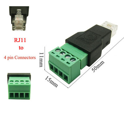 Männliches Verbindungsstück-modulare Stecker RJ11 6P4C bis 4 Pin Screw Terminal Blocks Adapter