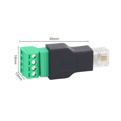 Männliches Verbindungsstück-modulare Stecker RJ11 6P4C bis 4 Pin Screw Terminal Blocks Adapter