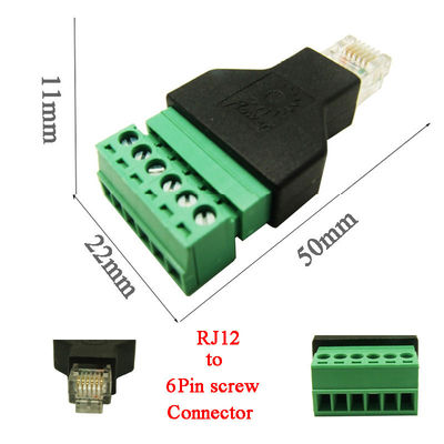 Verbindungsstück-modulare Stecker RJ12 6P6C bis 6 Pin Screw Terminal Blocks Adapter
