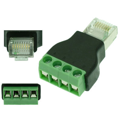 RJ45-Netzwerk-Männliche Steckdose 8P8C bis 4 Pin-Schrauben-Terminalblöcke RS485-Adapter