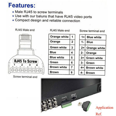 RJ45 Mann 8P8C bis 8 Pin Screw Terminal Block Adapter für CCTV-Videolösung
