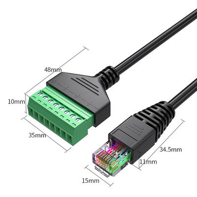 Weibliches oder des Mannrj45 8P8C Verbindungsstück zu 8 Pin Screw Terminals Converter Adapter Kabel 30cm lang
