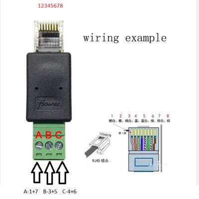 Mann 8P8C des Netz-RJ45 bis 3 Pin Screw Terminal Block Adapter