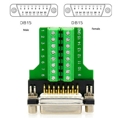 Subvention 15 Pin Dual Row Connectors DB15 D zum Verteiler-Adapter mit Wohnung