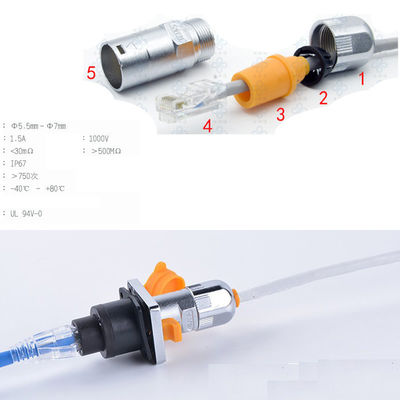 Platten-Berg-Sockel-Netz-Kabel-Verbindungsstück RJ45 8P8C wasserdichtes Stecker-IP65