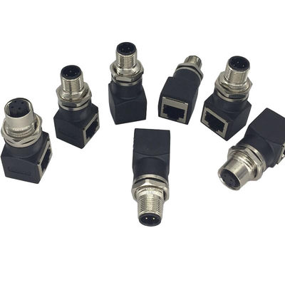 Stecker des Ethernet-RJ45 dem Mann zu des Kern-M12 4 oder zum Buchsen-Adapter