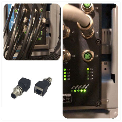 Stecker des Ethernet-RJ45 dem Mann zu des Kern-M12 4 oder zum Buchsen-Adapter