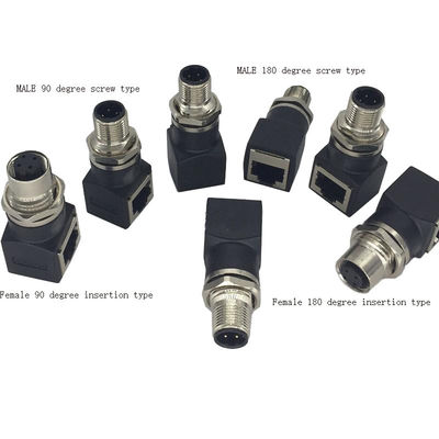 Stecker des Ethernet-RJ45 dem Mann zu des Kern-M12 4 oder zum Buchsen-Adapter