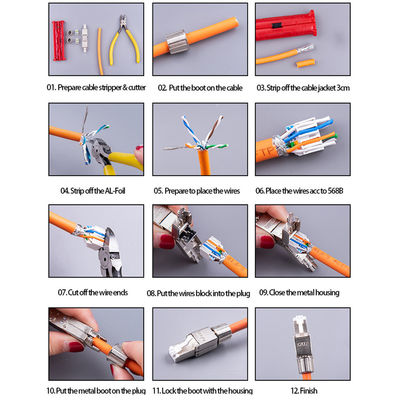 Modulare Stecker Cat.6 Cat6A Cat7 des Netz-RJ45 schirmten hohe Geschwindigkeit der Verbindungsstück-8P8C ab