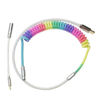 Mechanisches Tastatur-Kabel-aufgerolltes Audioverbindungsstück, das USB-Art-c Regenbogen-Kabel verbindet