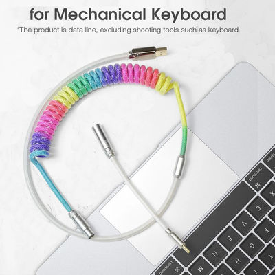 Mechanisches Tastatur-Kabel-aufgerolltes Audioverbindungsstück, das USB-Art-c Regenbogen-Kabel verbindet