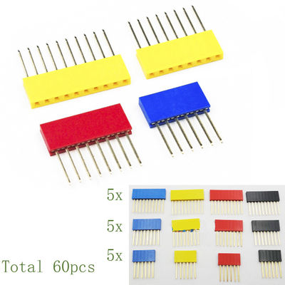60pcs färbte 2.54mm einzelne Reihen-gerades Pin Header 11mm langes Pin Socket PWB-Verbindungsstück